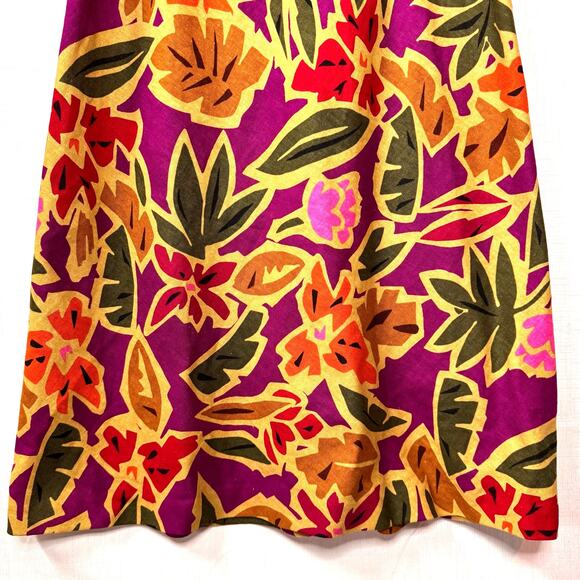 Vintage TALBOTS Linen Dress Womens 8 Tropical Print Floral Summer Hawaiian Beach - Picture 3 of 13